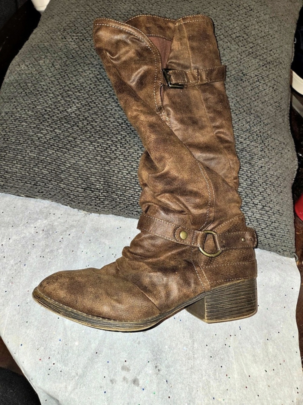 Brown Over-the-Knee Heeled Boots